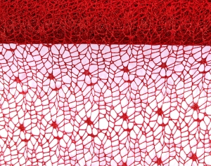 Siatka Koronkowa z Brokatem 48cm 4,5mb - Czerwony