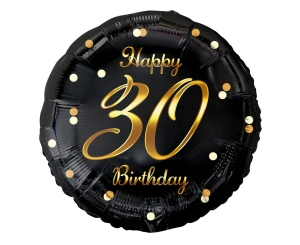 Balon Foliowy Happy 30 Birthday - Czarny/Złoty
