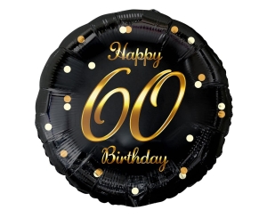 Balon Foliowy Happy 60 Birthday - Czarny/Złoty