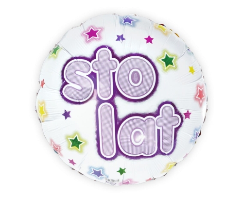 Balon Foliowy Sto Lat w Gwiazdki - Biały