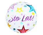 Balon Foliowy Sto Lat w Gwiazdki i Kropki - Biały