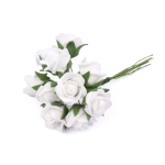 Róże z Pianki na Druciku 11cm kpl. 10szt - Biały