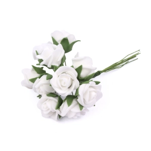 Róże z Pianki na Druciku 11cm kpl. 10szt - Biały