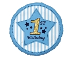 Balon Foliowy 1st Birthday - Niebieski