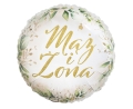 Balon na Ślub Foliowy Mąż i Żona - Biały