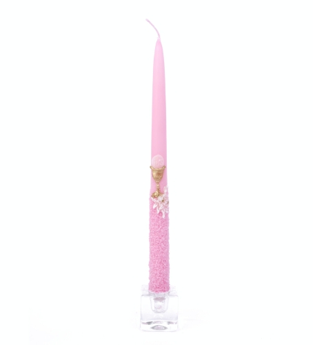Świeca Szpic I Komunia Św. Karpatka Aplikacja 28cm kpl. 10szt - Różowy