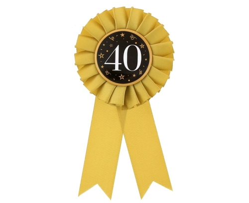 Kotylion 40 Urodziny - Złoty/Czarny