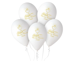 Balony Komunijne z Nadrukiem kpl. 25szt - Biały