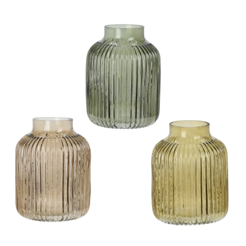 Wazon Szklany w Prążki 20cm - 3 kolory