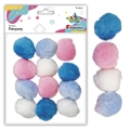 Pompony Akrylowe 4cm kpl. 12szt 4 kolory