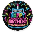 Balon Foliowy Neon Happy Birthday - Czarny