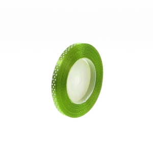 Wstążka Satynowa w Kropki 6mm 22,5mb – Oliwkowy Nr 108