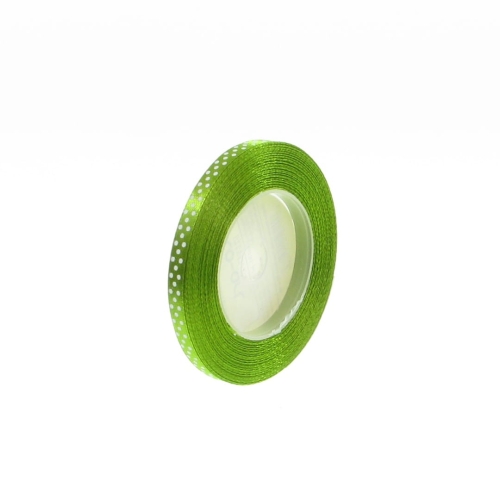 Wstążka Satynowa w Kropki 6mm 22,5mb – Oliwkowy Nr 108