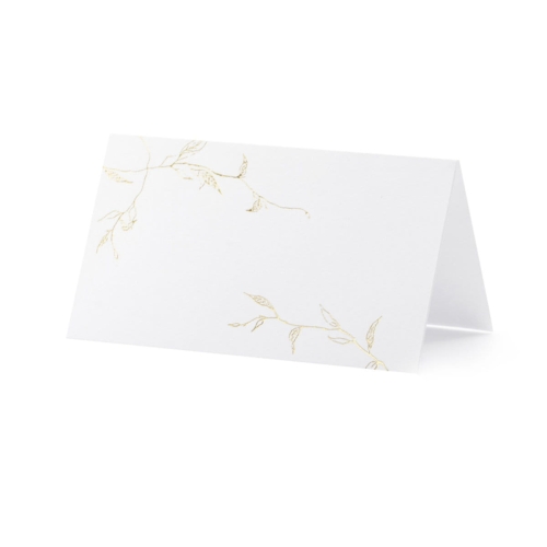 Wizytówki Papierowe na Stół 9,5 x 5,5cm kpl. 10szt - Złote Gałązki