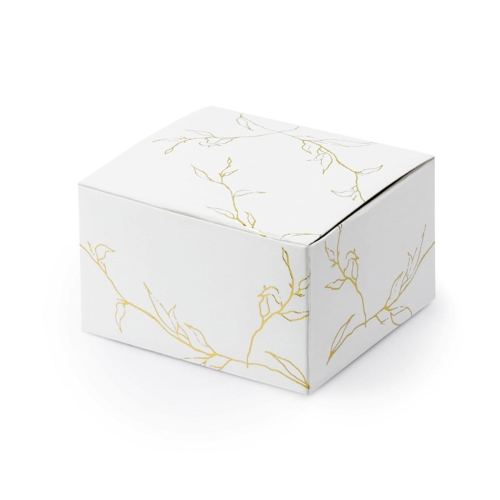 Pudełka Papierowe 6x5,5cm kpl. 10szt - Złote Gałązki