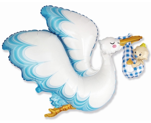 Balon Foliowy Bocian Baby Boy - Niebieski