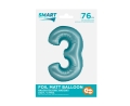 Balon Foliowy Cyfra 3 76cm  - Jasny Niebieski