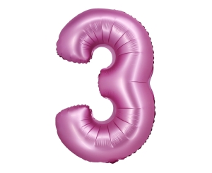 Balon Foliowy Cyfra 3 76cm - Satynowy Różowy