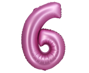 Balon Foliowy Cyfra 6 76cm  - Satynowy Różowy