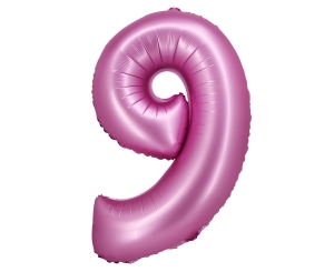 Balon Foliowy Cyfra 9 76cm - Satynowy Różowy