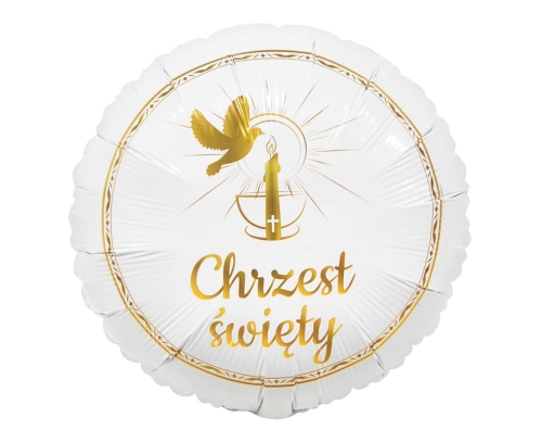 Balon Foliowy Chrzest Św. Świeca i Gołąb