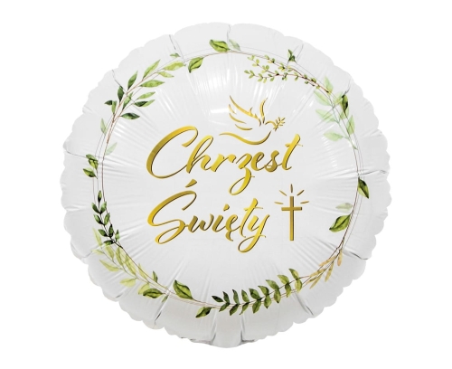 Balon Foliowy na Chrzest Św. Krzyż i Gołąb