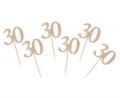 Pikery do Babeczek 30-tka 10cm kpl. 6szt - Złoty