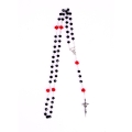Różaniec Kryształki z Krzyżem Papieskim i Różą 50cm - Czarny