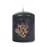 Świeca Monstera Słupek 7 x 9cm -Zielony/Złoty