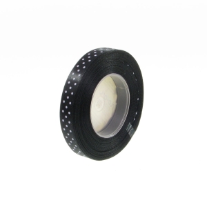 Wstążka Satynowa w Kropki 12mm 22,5mb – Czarny Nr 39