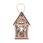 Lampion Adwentowy Drewniany LED 8,5cm x 14cm LD5 - Naturalny