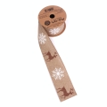 Wstążka Świąteczna Jutowa z Jeleniem 6,3cm 4,5mb - 2 kolory