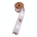 Wstążka Świąteczna Jutowa z Jeleniem 6,3cm 4,5mb - 2 kolory