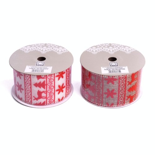Wstążka Świąteczna Jutowa 6,3cm 6,4mb - 2 kolory