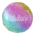 Balon Foliowy Gratulacje 35cm - Tęczowy