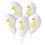 Balony na Chrzest Św. Świeca kpl. 5szt - Biały