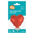 Balon Foliowy Serce na Patyku 8cm - Czerwony