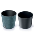 Doniczka Plastikowa Furu Round z Wkładem 25x24cm- Niebieski 
