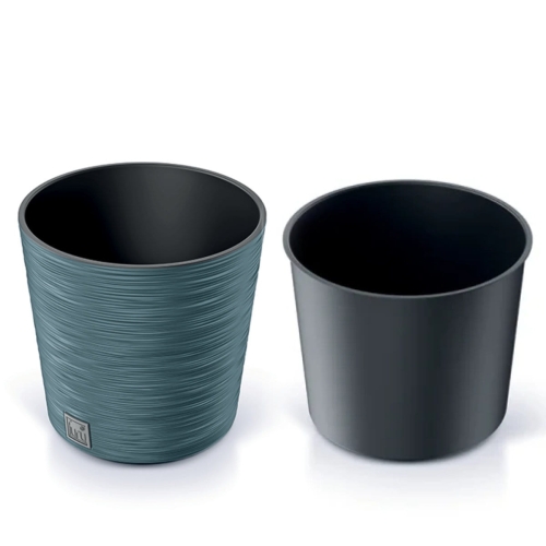 Doniczka Plastikowa Furu Round z Wkładem 25x24cm- Niebieski 