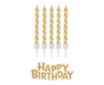 Świeczki Urodzinowe Happy Birthday 8cm kpl. 16szt - Złoty