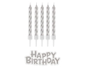 Świeczki Urodzinowe Happy Birthday 8cm kpl. 16szt - Srebrny