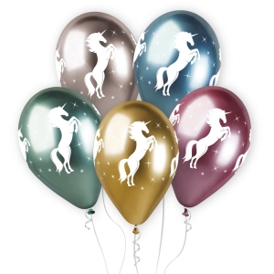 Balony Metaliczne Shiny Jednorożec kpl. 5szt