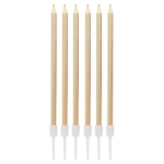 Świeczki Urodzinowe Metaliczne 13,5cm kpl. 6szt - Jasny Złoty
