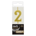 Świeczka Urodzinowa Piker Cyfra 2 - Złoty
