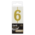 Świeczka Urodzinowa Piker Cyfra 6 - Złoty