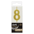 Świeczka Urodzinowa Piker Cyfra 8 - Złoty