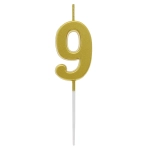 Świeczka Urodzinowa Piker Cyfra 9 - Złoty