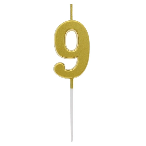 Świeczka Urodzinowa Piker Cyfra 9 - Złoty