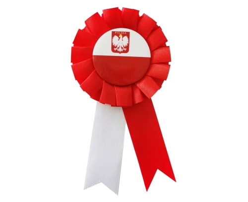 Kotylion Narodowy Polska Biało-Czerwony 14,5cm