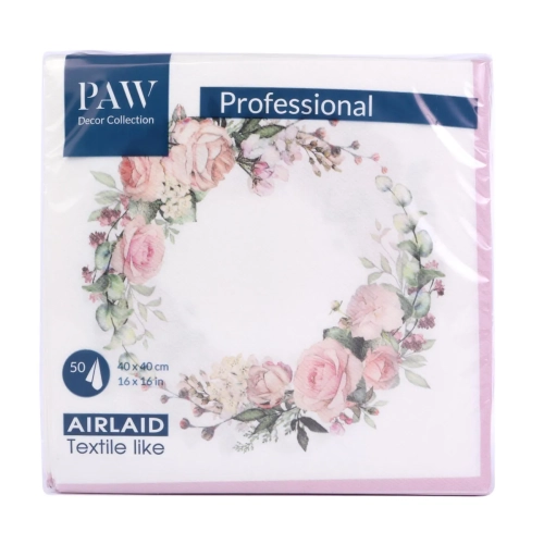 Serwetki Flizelinowe PAW Professional Airlaid Delicate Roses kpl. 50szt 